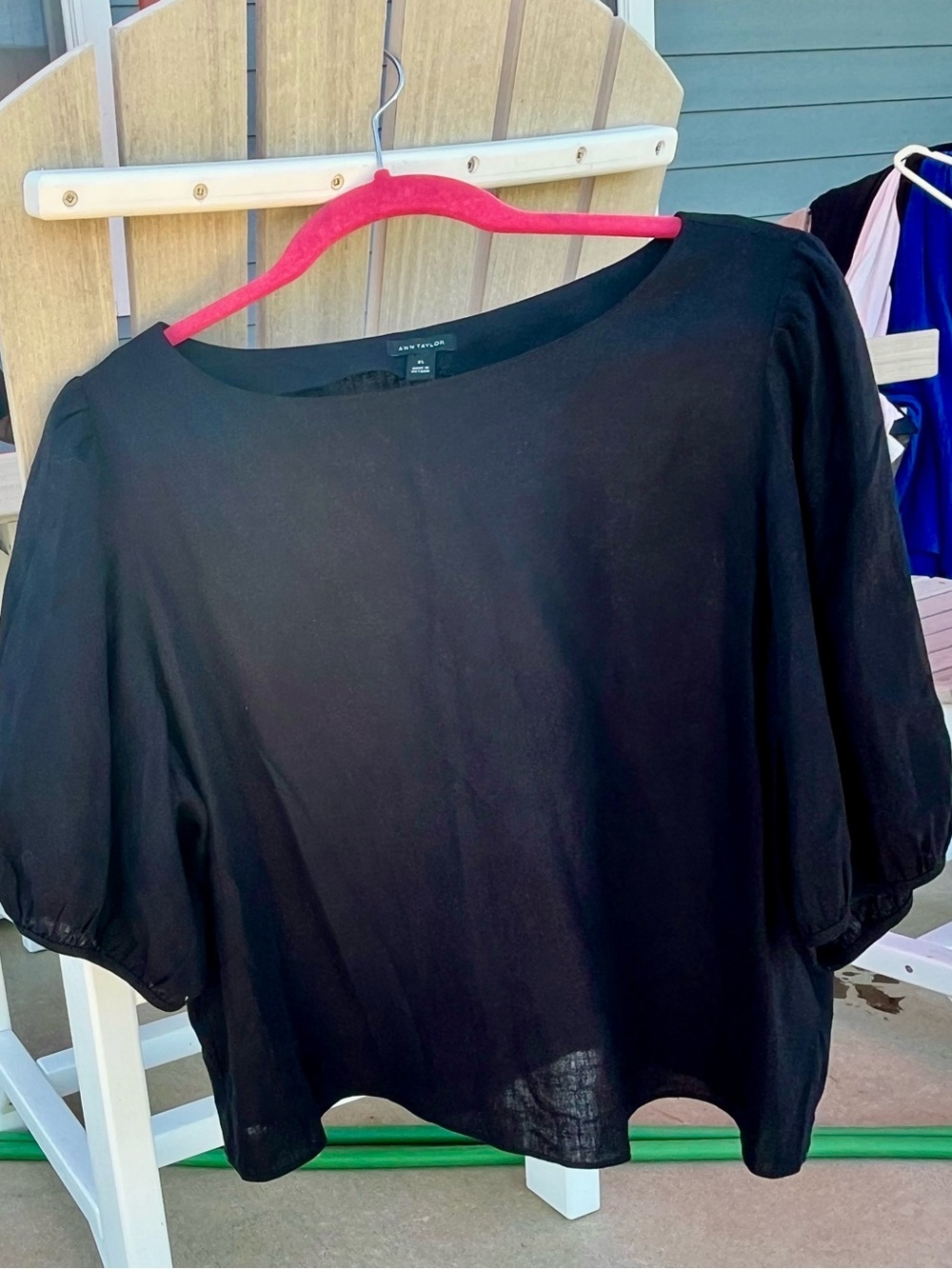 Ann Taylor Linen Puff Sleeve Women's Top